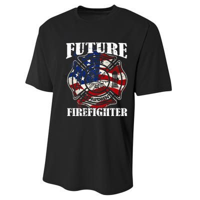 Future Firefighter USA Flag Theme party  Performance Sprint T-Shirt