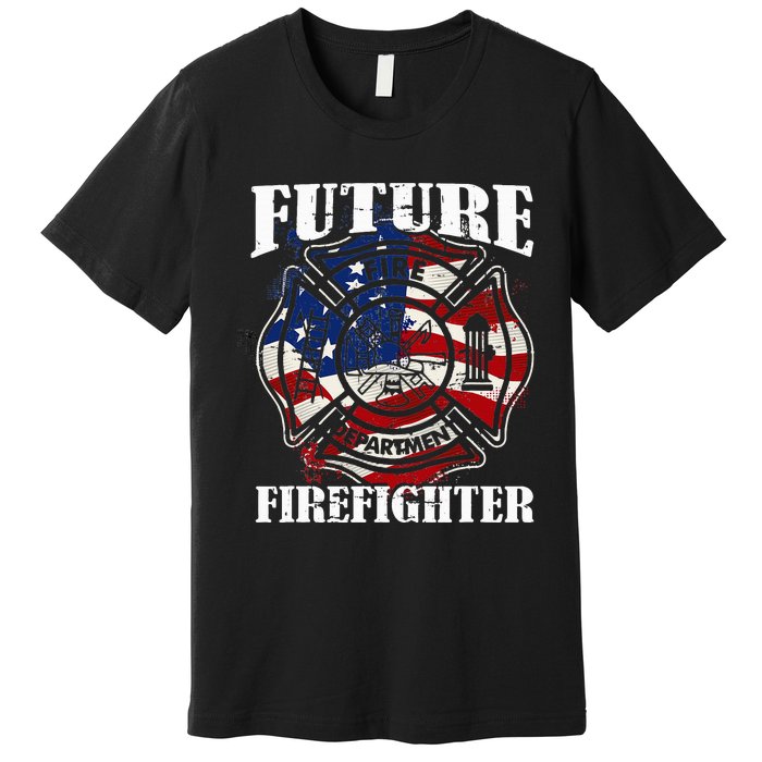 Future Firefighter USA Flag Theme party  Premium T-Shirt