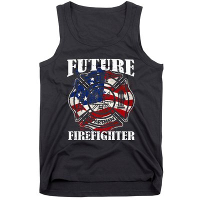 Future Firefighter USA Flag Theme party  Tank Top