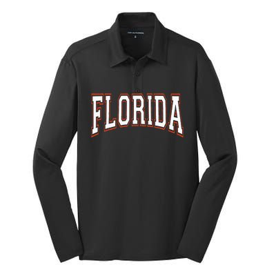 Florida Fl United States Font Silk Touch Performance Long Sleeve Polo