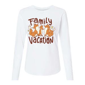 Fox Family Vacation Womens Cotton Relaxed Long Sleeve T-Shirt