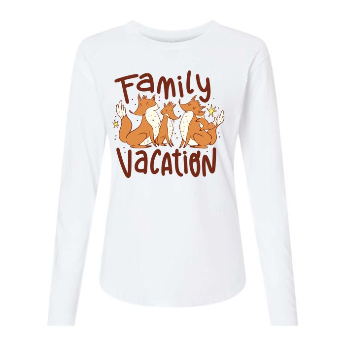 Fox Family Vacation Womens Cotton Relaxed Long Sleeve T-Shirt