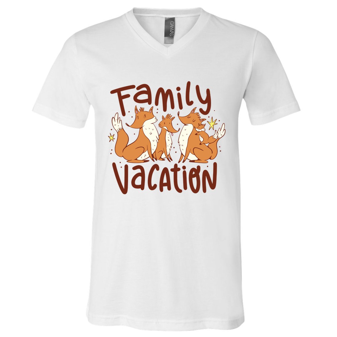 Fox Family Vacation V-Neck T-Shirt