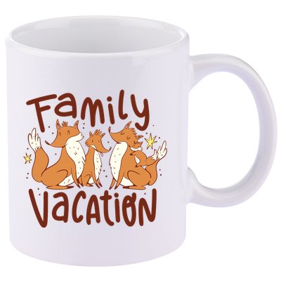 Fox Family Vacation 11oz C Handle Ceramic Mug