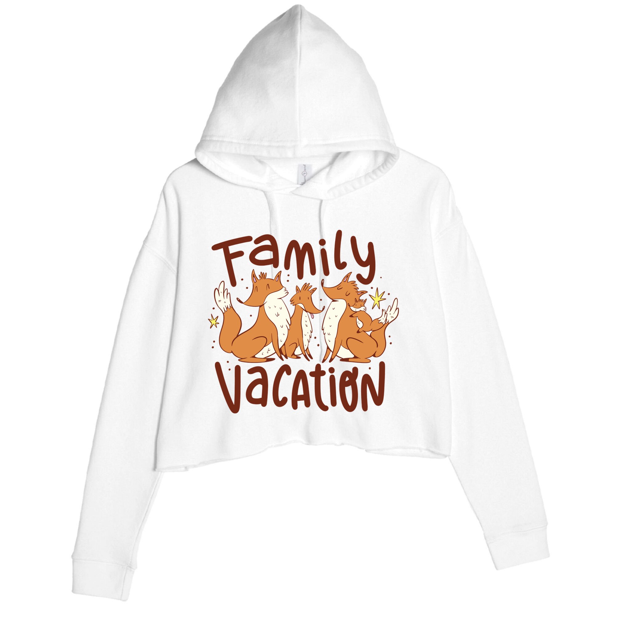 Fox Family Vacation Crop Fleece Hoodie
