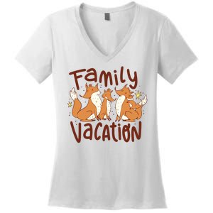 Fox Family Vacation Women's V-Neck T-Shirt