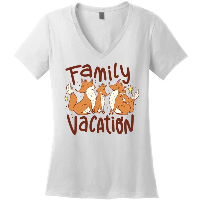 Fox Family Vacation Women's V-Neck T-Shirt