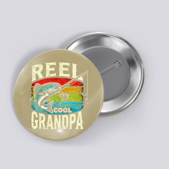 Funny Fishing Vintage Reel Cool Grandpa Fishing Vintage Button