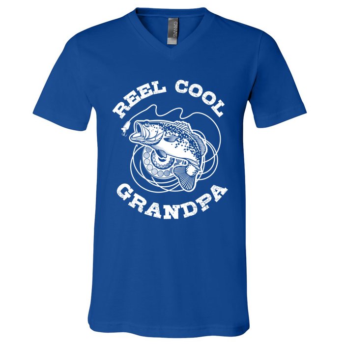 Fishing Fish Vintage Reel Cool Grandpa Gift V-Neck T-Shirt