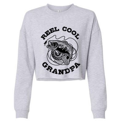 Fishing Fish Vintage Reel Cool Grandpa Gift Cropped Pullover Crew