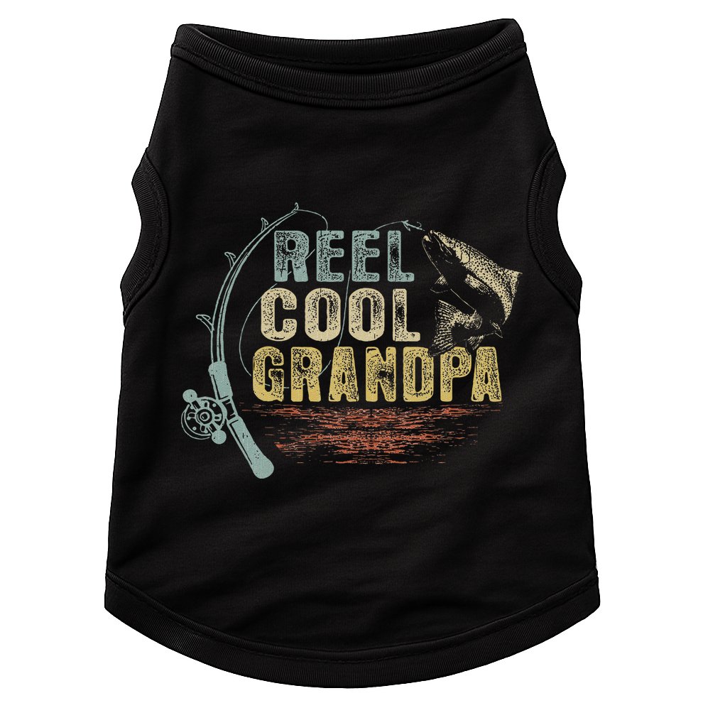 Funny Fishing Vintage Reel Cool Grandpa Gift Doggie Tank