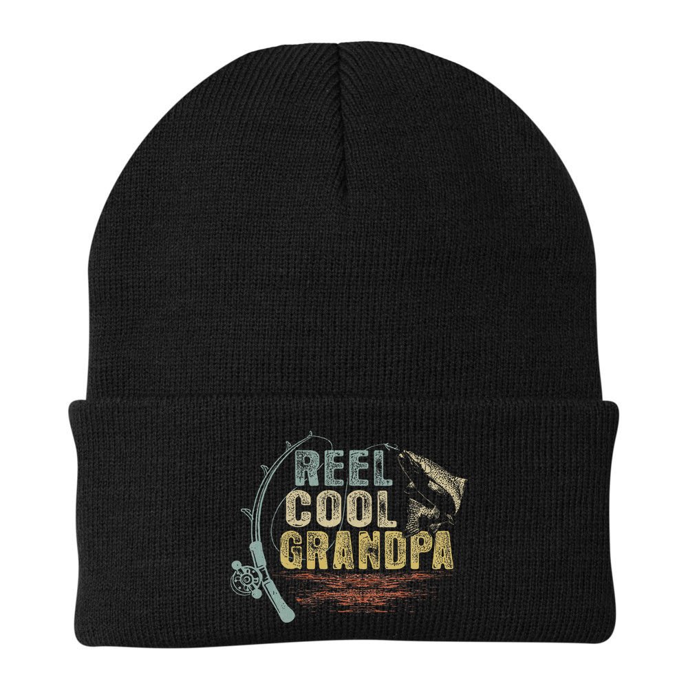 Funny Fishing Vintage Reel Cool Grandpa Gift Beanie