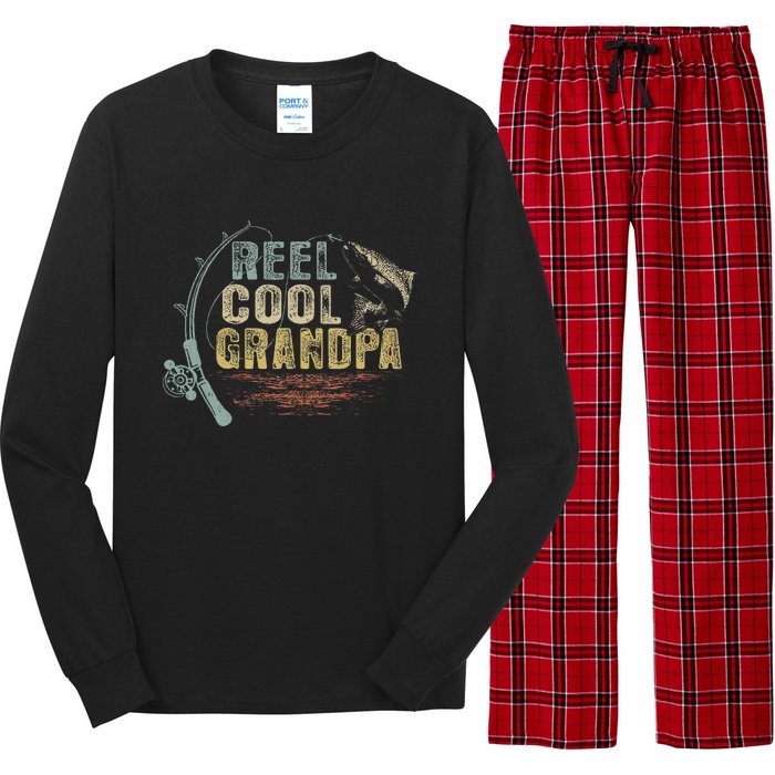 Funny Fishing Vintage Reel Cool Grandpa Gift Long Sleeve Pajama Set