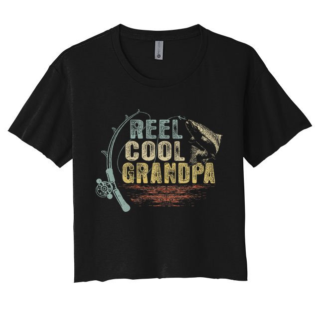 Funny Fishing Vintage Reel Cool Grandpa Gift Crop Top