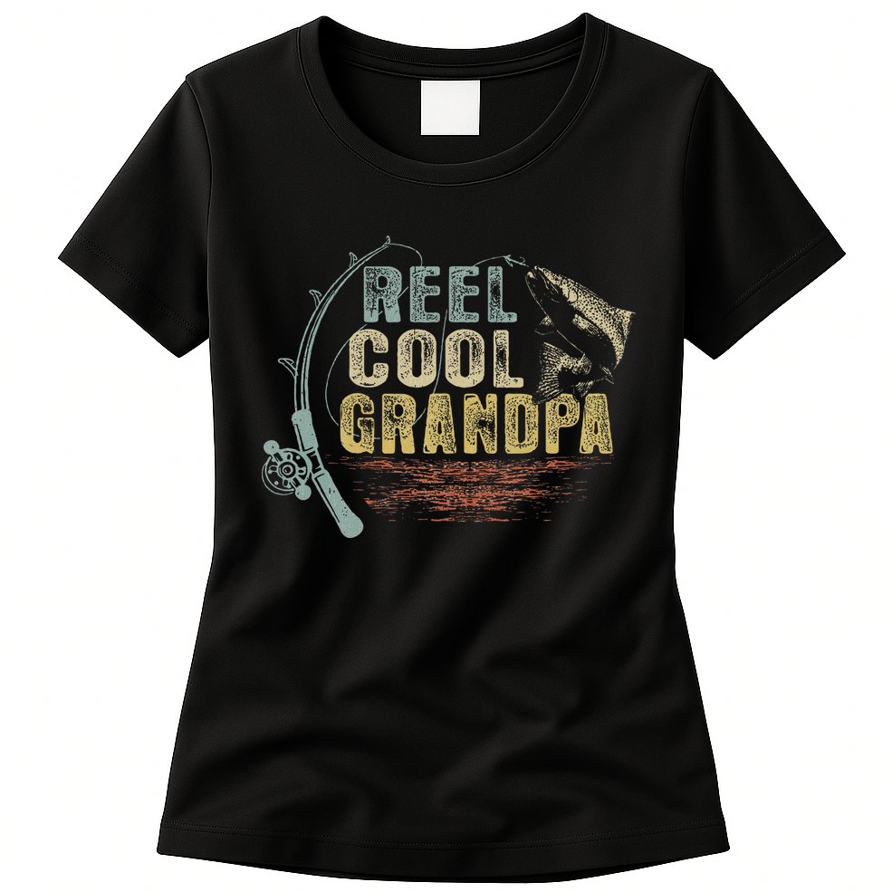 Funny Fishing Vintage Reel Cool Grandpa Gift Womens T-Shirt