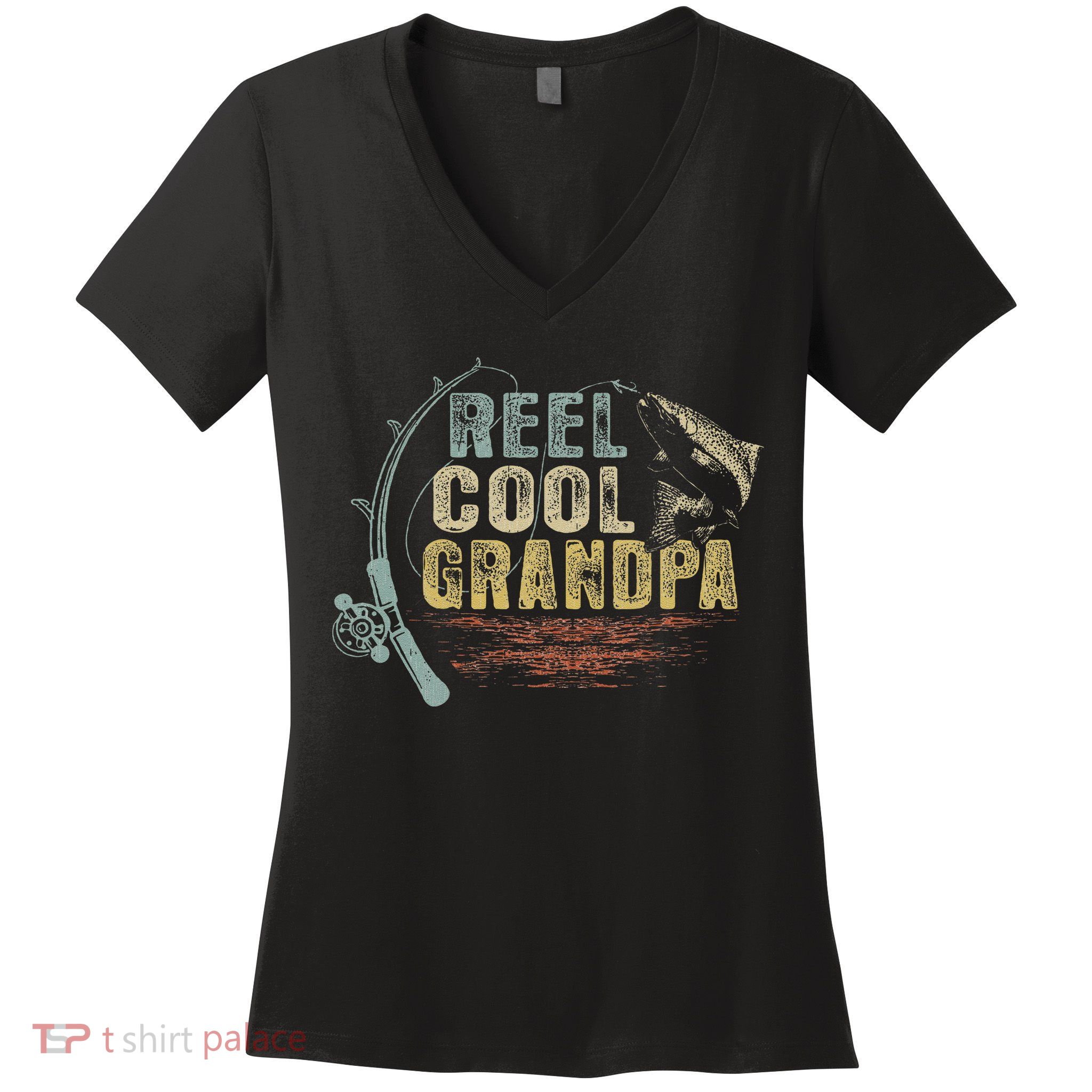Funny Fishing Vintage Reel Cool Grandpa Gift Women's V-Neck T-Shirt
