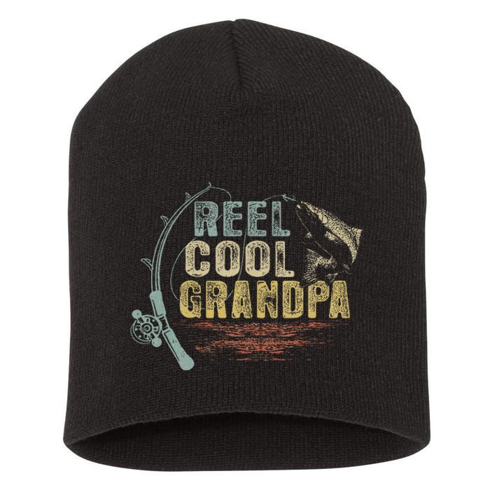 Funny Fishing Vintage Reel Cool Grandpa Gift Short Acrylic Beanie