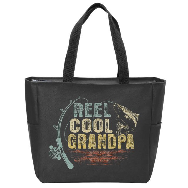 Funny Fishing Vintage Reel Cool Grandpa Gift Zip Tote Bag