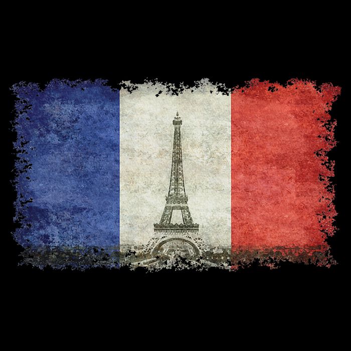 French Flag Vintage Postcard Style With Eiffel Tower Drawstring Bag
