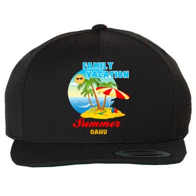 Funny Family Vacation Summer Oahu 2024 Beach Trip Gift Wool Snapback Cap