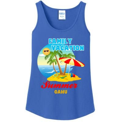 Funny Family Vacation Summer Oahu 2024 Beach Trip Gift Ladies Essential Tank