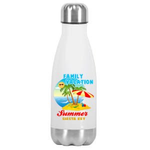 Funny Family Vacation Summer Siesta Key 2024 Beach Trip Gift Stainless Steel Insulated Water Bottle