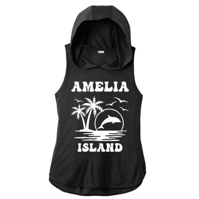 Florida Family Vacation Summer Tourist Funny Amelia Island Ladies PosiCharge Tri-Blend Wicking Draft Hoodie Tank