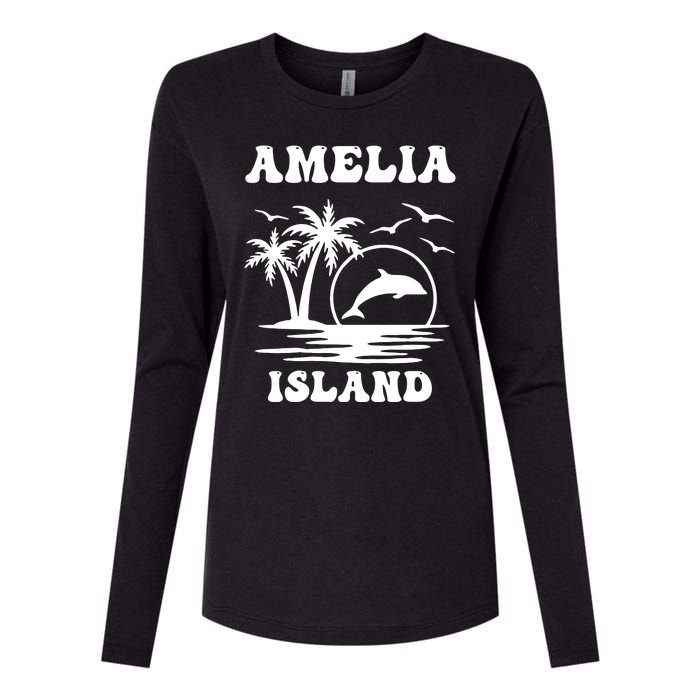 Florida Family Vacation Summer Tourist Funny Amelia Island Womens Cotton Relaxed Long Sleeve T-Shirt