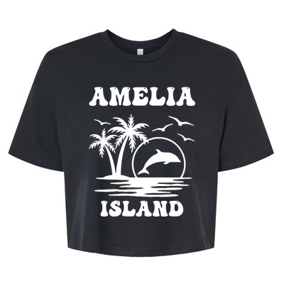 Florida Family Vacation Summer Tourist Funny Amelia Island Bella+Canvas Jersey Crop Tee