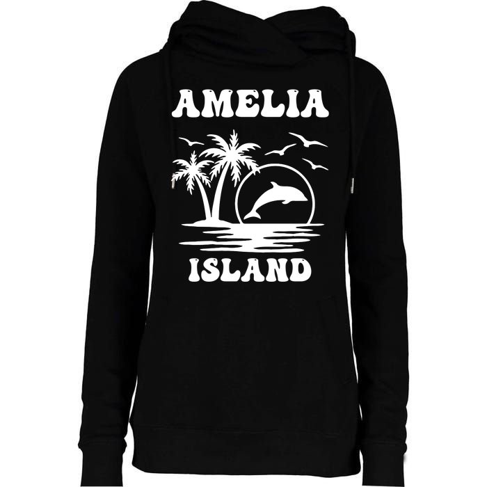 Florida Family Vacation Summer Tourist Funny Amelia Island Womens Funnel Neck Pullover Hood