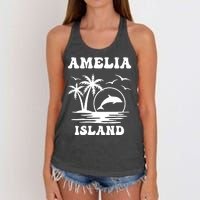 Florida Family Vacation Summer Tourist Funny Amelia Island Women's Knotted Racerback Tank