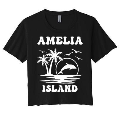 Florida Family Vacation Summer Tourist Funny Amelia Island Women's Crop Top Tee