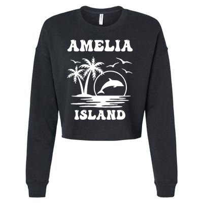 Florida Family Vacation Summer Tourist Funny Amelia Island Cropped Pullover Crew