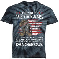 Funny Female Veteran Not Any Less Dangerous Kids Tie-Dye T-Shirt