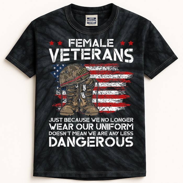 Funny Female Veteran Not Any Less Dangerous Kids Tie-Dye T-Shirt