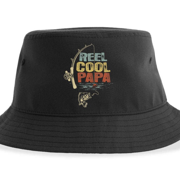 Funny Fisherman Vintage Reel Cool Papa Sustainable Bucket Hat