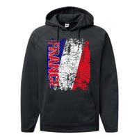 FRANCE Flag Vintage Distressed FRANCE Performance Fleece Hoodie