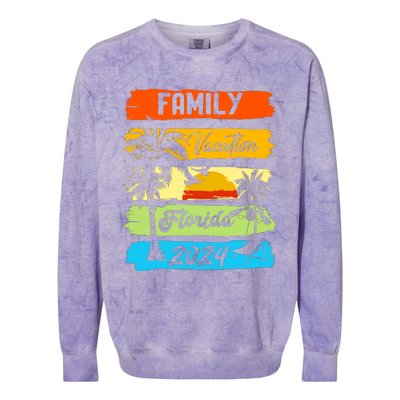 Family Florida Vacation 2024 Funny Matching Group Family Colorblast Crewneck Sweatshirt