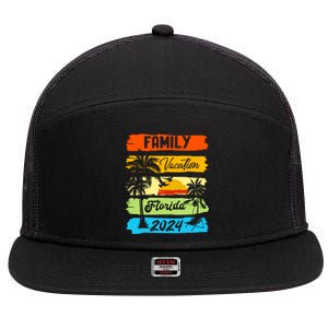 Family Florida Vacation 2024 Funny Matching Group Family 7 Panel Mesh Trucker Snapback Hat