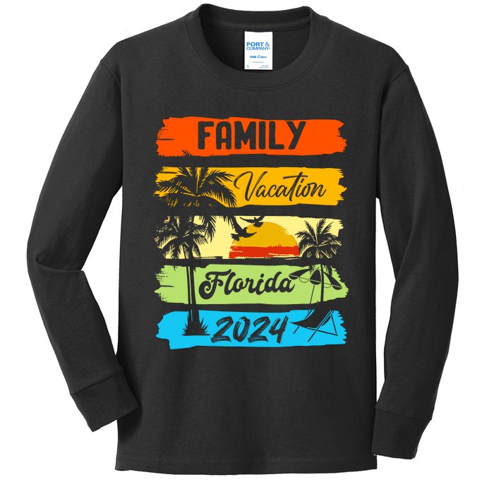 Family Florida Vacation 2024 Funny Matching Group Family Kids Long Sleeve Shirt