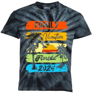 Family Florida Vacation 2024 Funny Matching Group Family Kids Tie-Dye T-Shirt