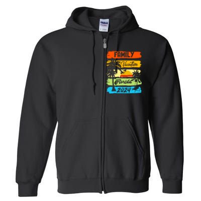 Family Florida Vacation 2024 Funny Matching Group Family Full Zip Hoodie