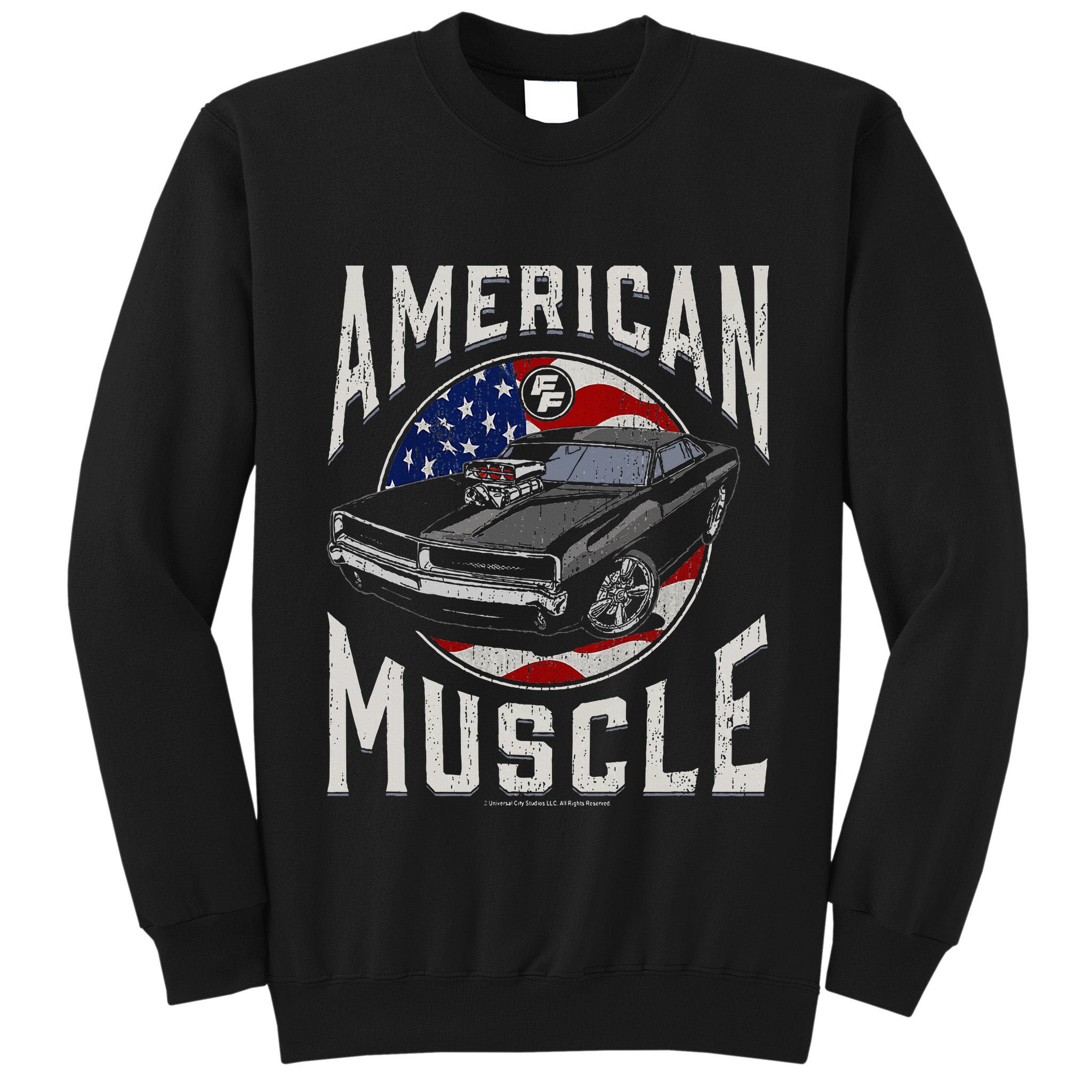 Fast & Furious Vintage American Muscle Flag Fill Tall Sweatshirt