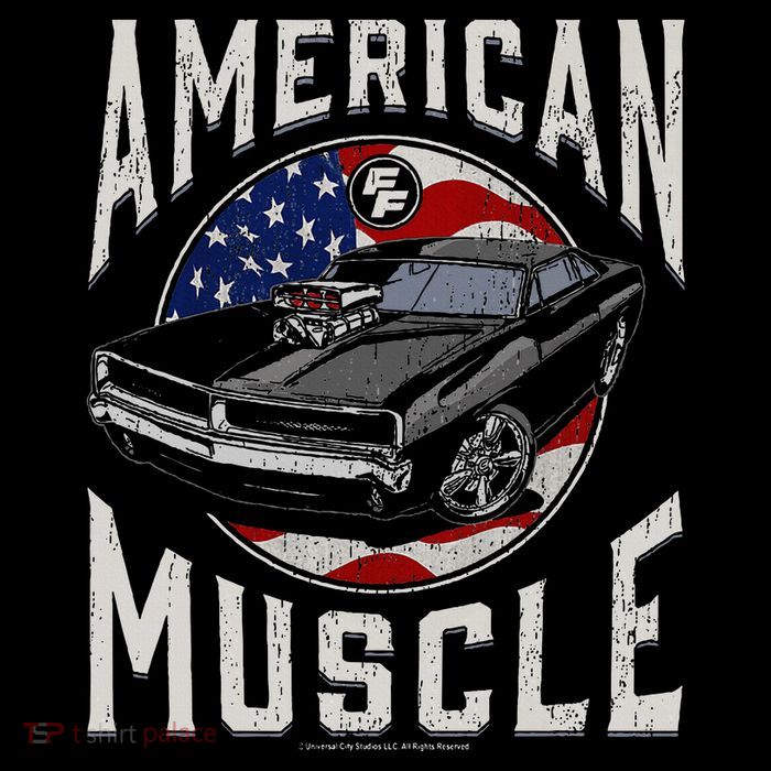 Fast & Furious Vintage American Muscle Flag Fill Womens T-Shirt