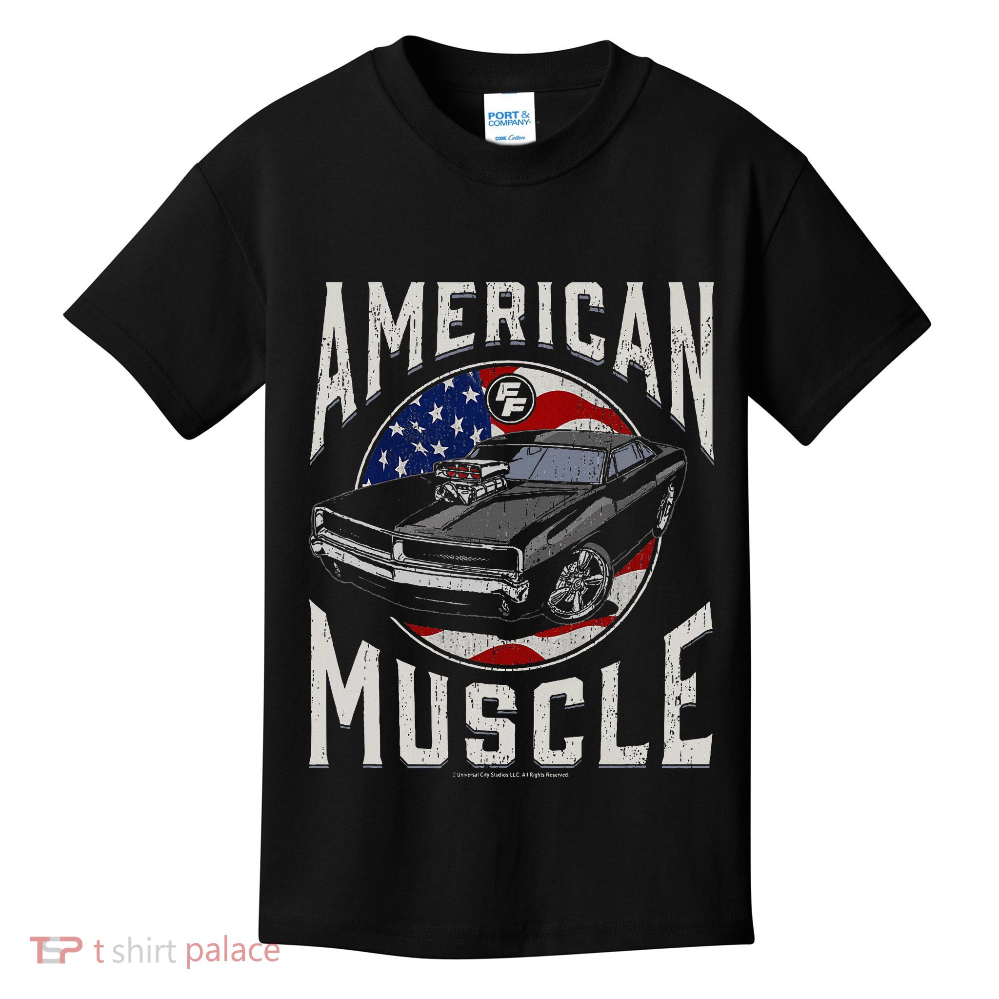 Fast & Furious Vintage American Muscle Flag Fill Kids T-Shirt
