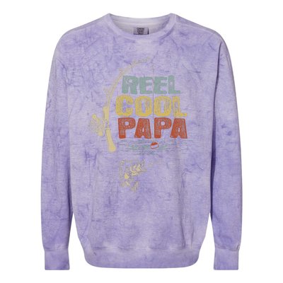 Funny Fisherman Vintage Reel Cool Papa Colorblast Crewneck Sweatshirt