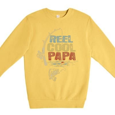 Funny Fisherman Vintage Reel Cool Papa Premium Crewneck Sweatshirt