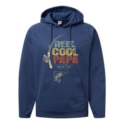 Funny Fisherman Vintage Reel Cool Papa Performance Fleece Hoodie