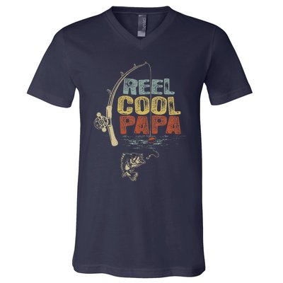 Funny Fisherman Vintage Reel Cool Papa V-Neck T-Shirt