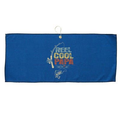 Funny Fisherman Vintage Reel Cool Papa Large Microfiber Waffle Golf Towel